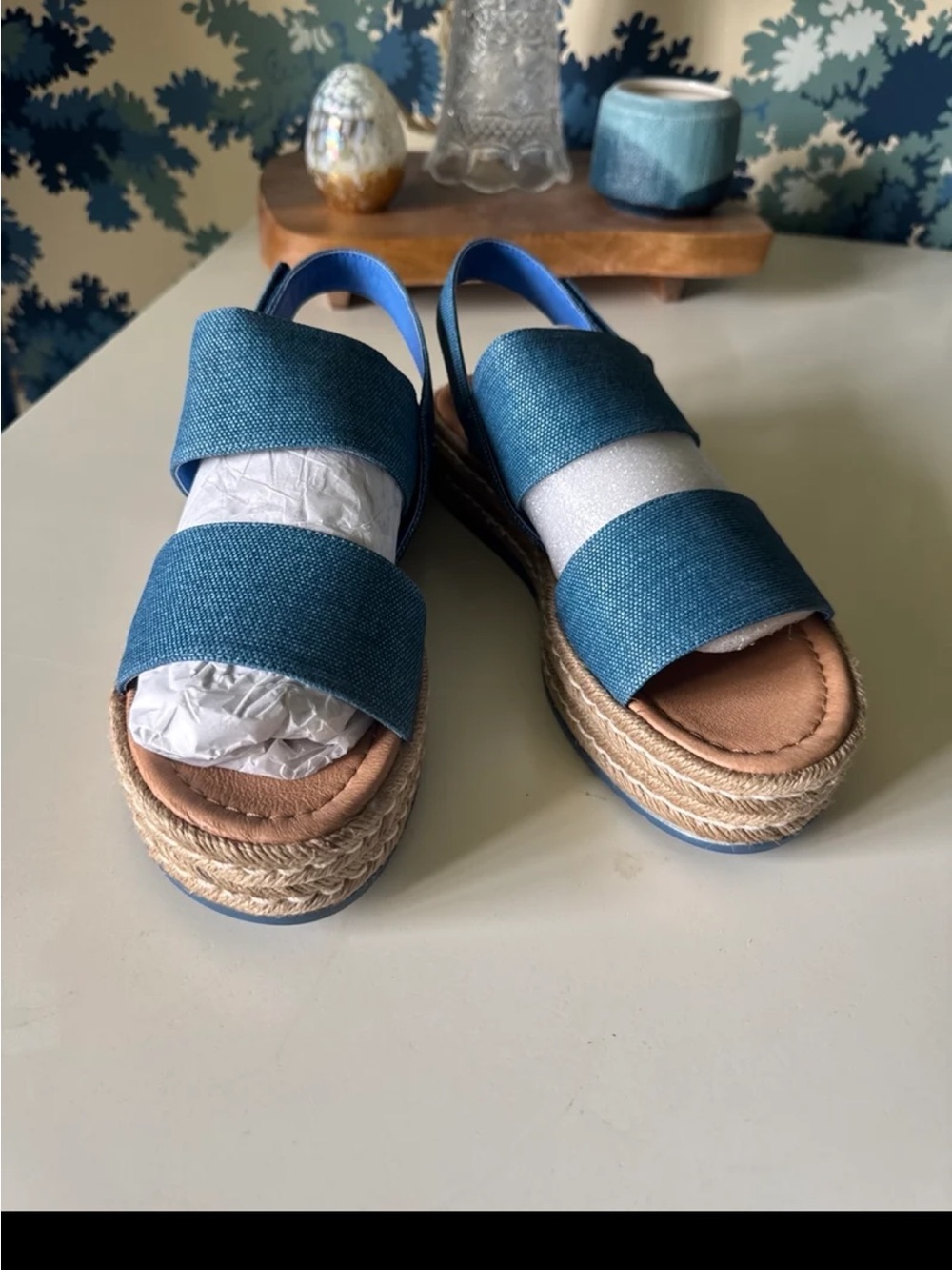 Silent D Anthropologie Alek Platform Espadrille Sandals Denim Blue 
sz 41/10.5 - Picture 7 of 12